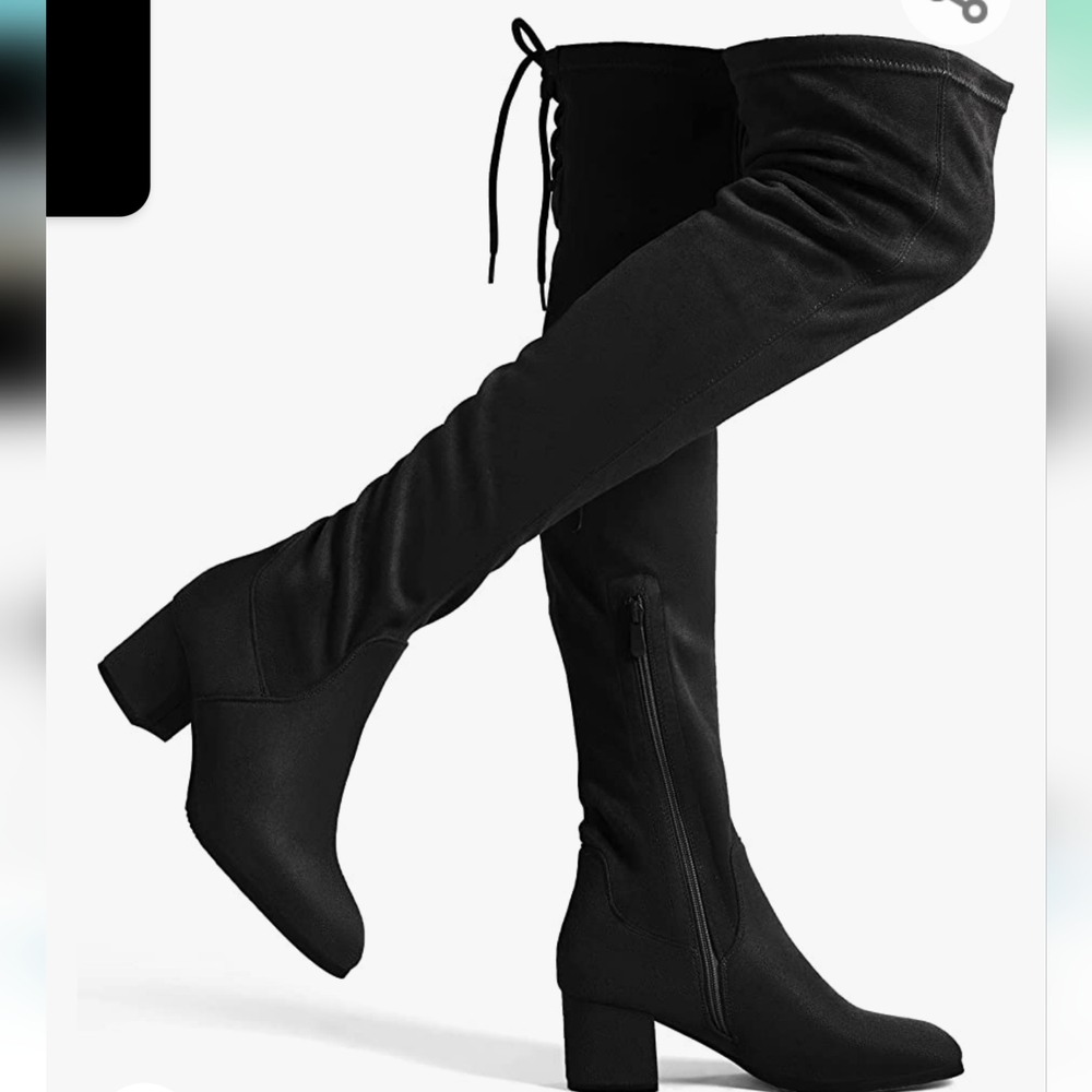 DREAM PAIRS Women's Over The Knee Thigh High Chunky Heel Boots Size 8